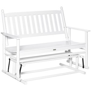 Outsunny 2-Person White Wood Outdoor Glider