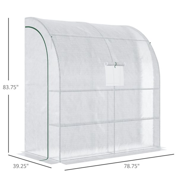 Outsunny 6.56-ft L x 3.27-ft W x 6.98-ft H White Lean-To Greenhouse