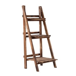 Outsunny 3-Tier 36.5-in Brown Outdoor Rectangular Wood Plant Stand