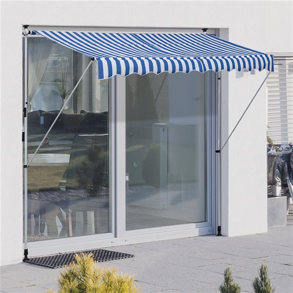 Outsunny 9.8-ft x 4.9-ft Blue and White Window/Door Manual Retraction Awning