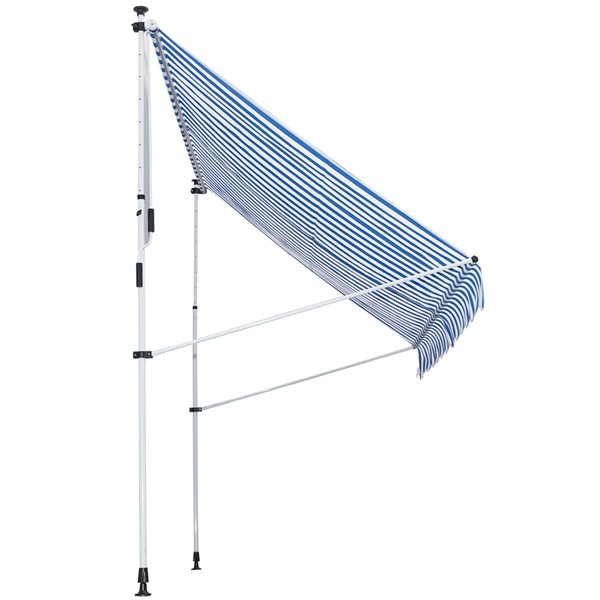 Outsunny 9.8-ft x 4.9-ft Blue and White Window/Door Manual Retraction Awning