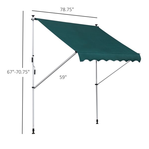 Outsunny 6.6-ft x 5-ft x 9.2-ft Green Window/Door Manual Retraction Awning