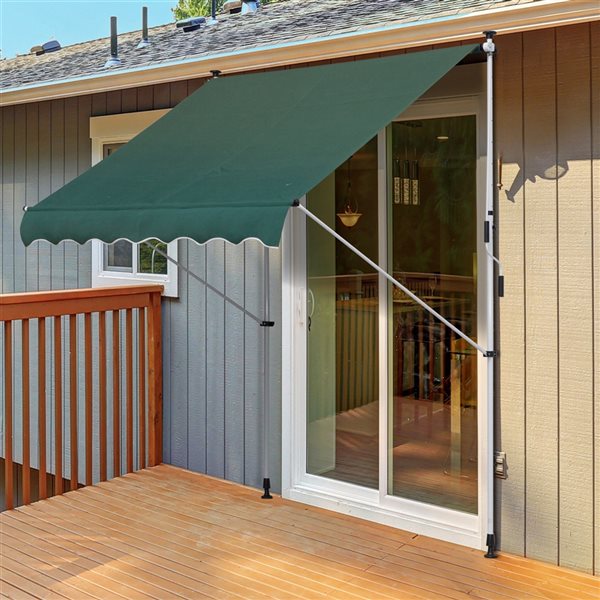 Outsunny 6.6-ft x 5-ft x 9.2-ft Green Window/Door Manual Retraction Awning