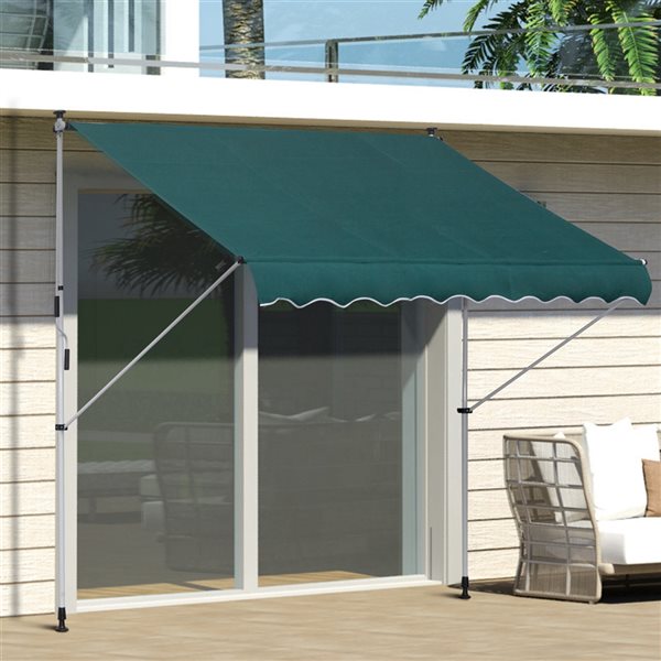 Outsunny 6.6-ft x 5-ft x 9.2-ft Green Window/Door Manual Retraction Awning