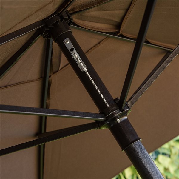 Outsunny Black Patio Bar Dining Set with Brown Umbrella - 4-Piece