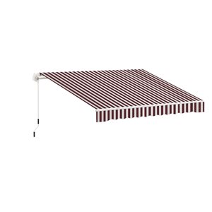 Outsunny 12-ft x 10-ft Retractable Red and White Awning Fabric Replacement with UV Protection