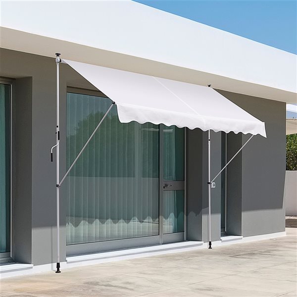 Outsunny 9.8-ft x 4.9-ft White Window/Door Manual Retraction Awning