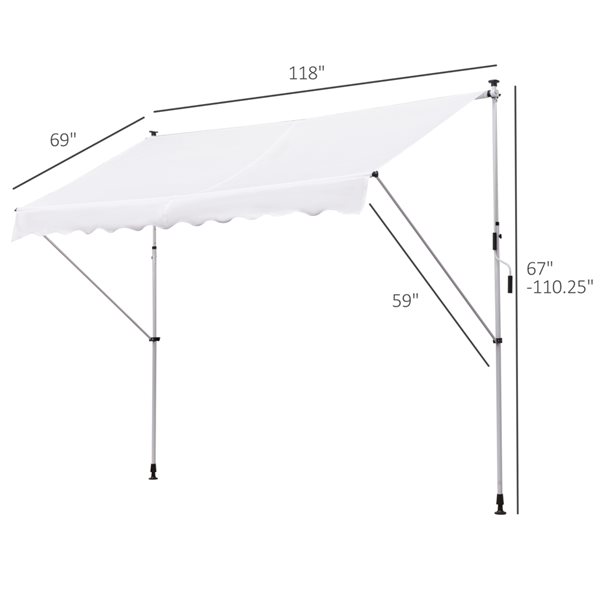 Outsunny 9.8-ft x 4.9-ft White Window/Door Manual Retraction Awning