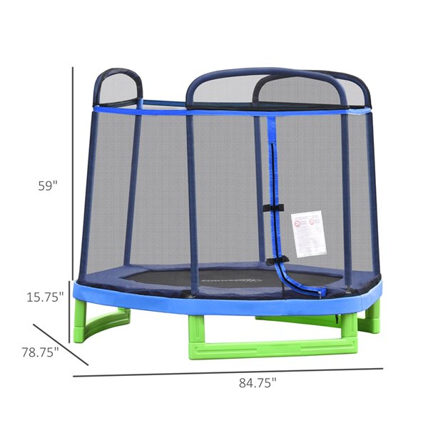 Outsunny 78.75-ft Hexagon Blue Kids Trampoline