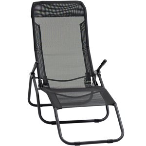 Outsunny Black Metal Zero Gravity Chair with Black Mesh Seat