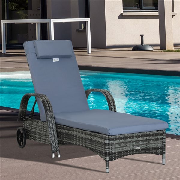 Rattan Rona Lounge Chair Outsunny Grey Rattan Metal Stationary