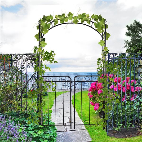 Outsunny 3.5-ft W x 7.1-ft H Black Garden Arbour