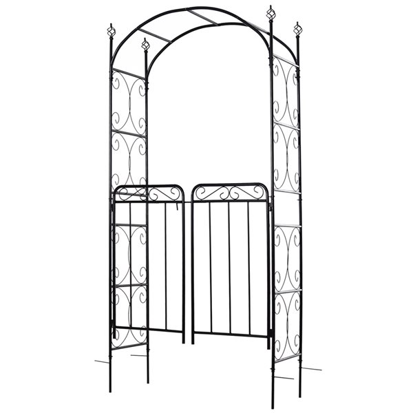 Outsunny 3.5-ft W x 7.1-ft H Black Garden Arbour 844-255 | RONA