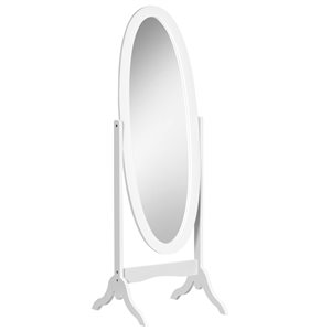 HomCom 60.75-in L x 18.75-in W Round White Framed Floor Mirror
