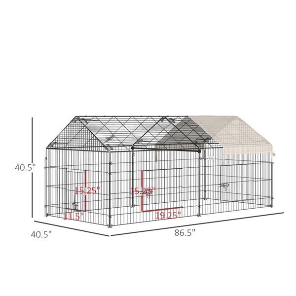 PawHut Beige Metal Convertible Chicken Coop and Rabbit Hutch