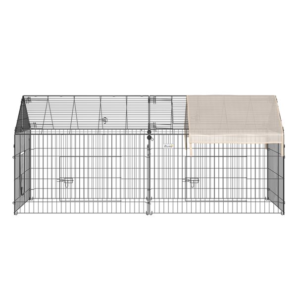 PawHut Beige Metal Convertible Chicken Coop and Rabbit Hutch