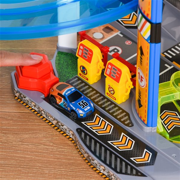 Qaba 7-Level Parking Garage Dual Race Tracks Car Ramp Set