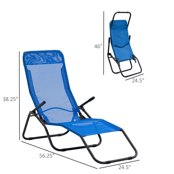 Outsunny Black Metal Zero Gravity Chair with Blue Mesh Seat