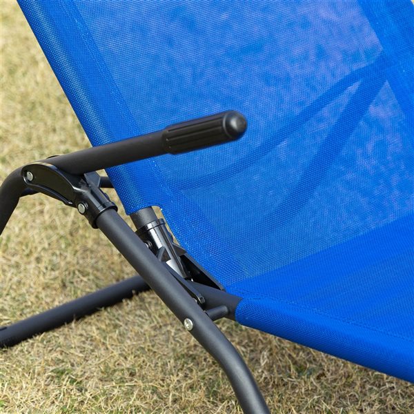 Outsunny Black Metal Zero Gravity Chair with Blue Mesh Seat