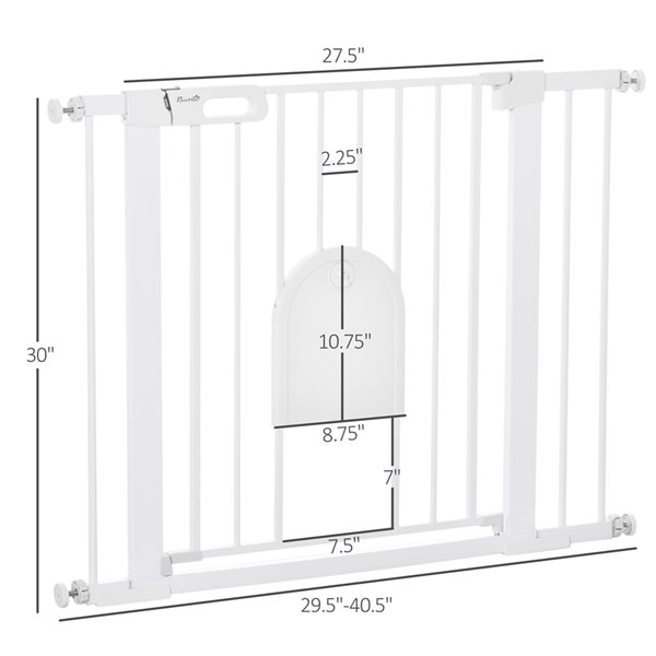 PawHut Tension-Mount Expandable White Metal Pet Gate