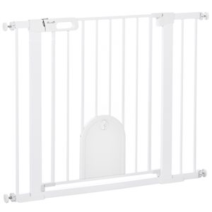 PawHut Tension-Mount Expandable White Metal Pet Gate