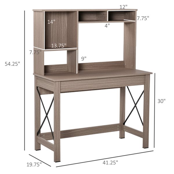 HomCom 41.25-in Brown Modern/Contemporary Computer Desk