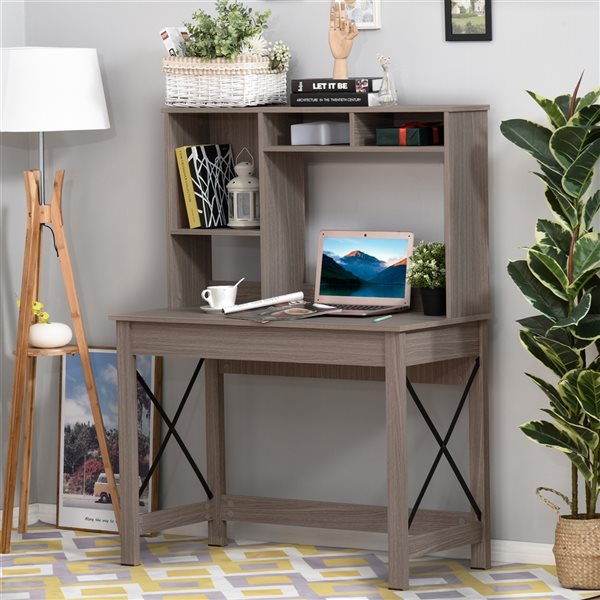 HomCom 41.25-in Brown Modern/Contemporary Computer Desk