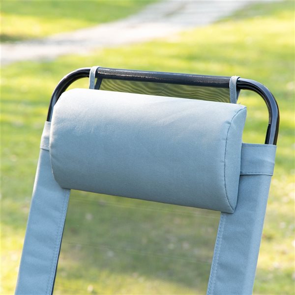 Outsunny Black Metal Stationary Recliner Chairs with Light Grey Mesh Seat - Set of 4