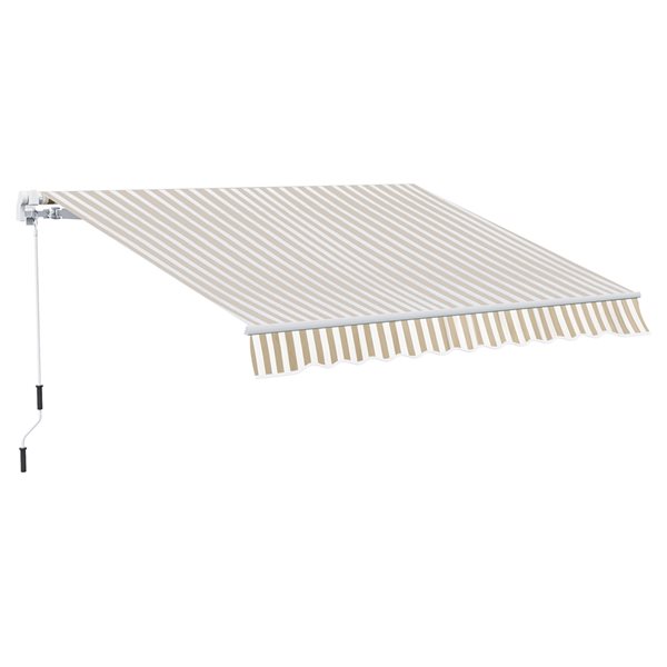 Auvent Outsunny à rétraction manuelle beige de 12 pi x 10 pi pour fenêtre/porte