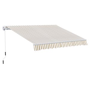 Outsunny 12-ft x 10-ft Beige and White Window/Door Manual Retraction Awning