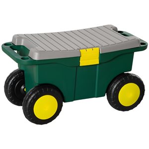 Outsunny Green Portable Wheeled Plastic Tool Box with Removable Tool Tray
