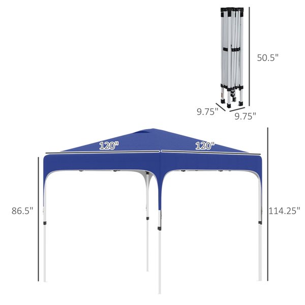 Outsunny 10-ft x 10-ft Blue Pop-Up Canopy with Carry Bag Included