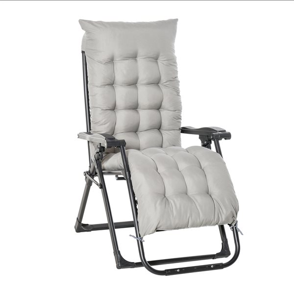 Image of Outsunny | Black Metal Stationary Zero Gravity Chair With Light Grey Cushioned Seat | Rona