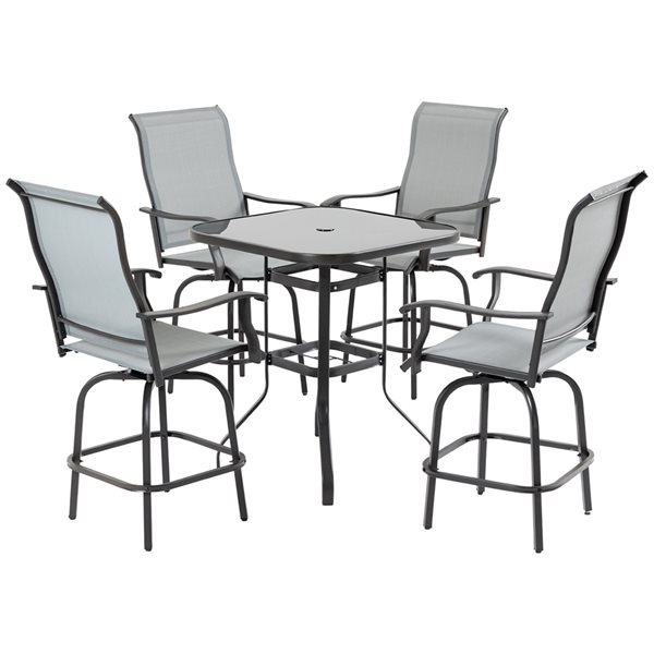 Outsunny Grey Outdoor Patio Set with Umbrella Hole - 5-Piece