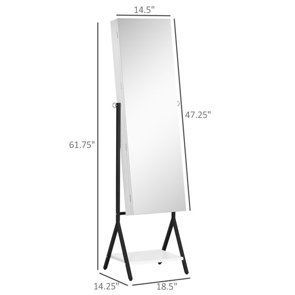 HomCom Black and White Freestanding Lockable Jewelry Armoire