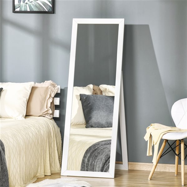 Miroir plain-pied HomCom rectangulaire de 59 po x 20,75 po avec cadre blanc