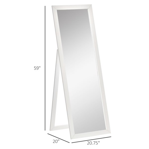 Miroir plain-pied HomCom rectangulaire de 59 po x 20,75 po avec cadre blanc