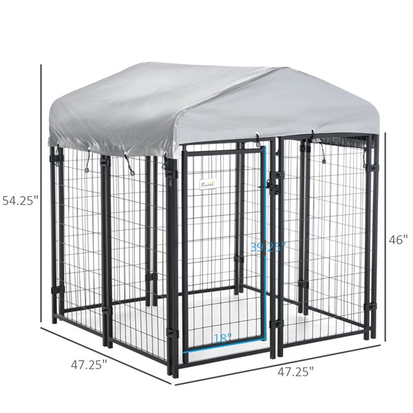 PawHut 54.25-in x 47.25-in Black Steel Outdoor Dog Playpen