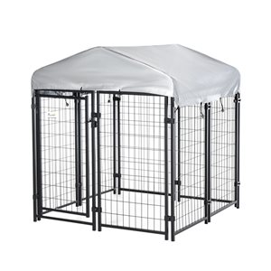 PawHut 54.25-in x 47.25-in Black Steel Outdoor Dog Playpen