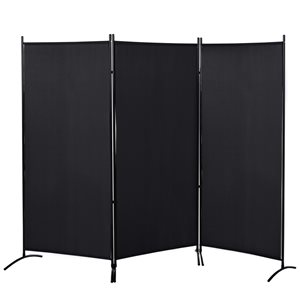Cloison pliable HomCom intérieure/extérieure à 3 panneaux de 99,5 po l. x 71,75 po h. en polyester noir