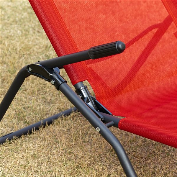 Outsunny Black Metal Zero Gravity Chair with Red Mesh Seat