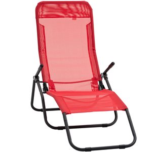 Outsunny Black Metal Zero Gravity Chair with Red Mesh Seat