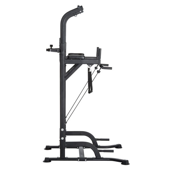 Soozier Multi-Function Training Stand Power Tower Station Gym Workout  Equipment WIth Sit Up Bench, Pull Up Bar, Black Bar for With Bench