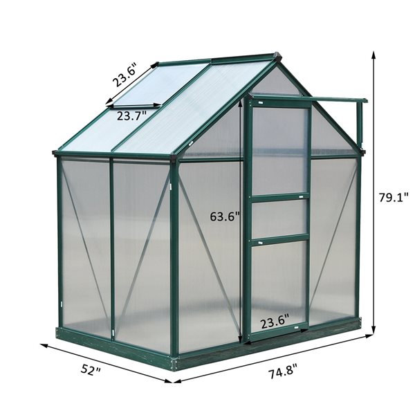 Outsunny 6.23-ft L x 4.33-ft W x 6.60-ft H Greenhouse