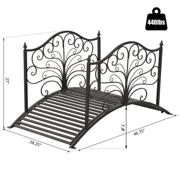 Outsunny 3.94-ft Black Metal Garden Bridge