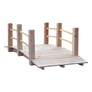 Outsunny 5-ft Natural Wood Cedar Garden Bridge