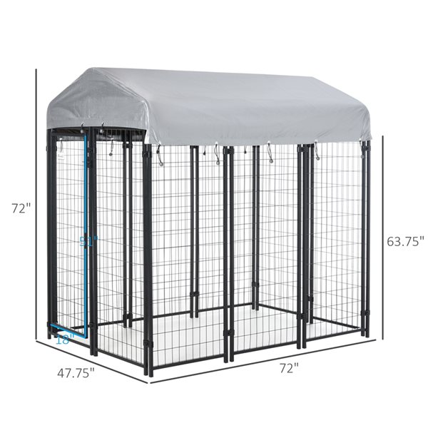 PawHut 72-in x 47.75-in Black Steel Outdoor Dog Playpen