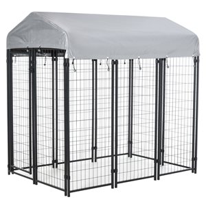 PawHut 72-in x 47.75-in Black Steel Outdoor Dog Playpen