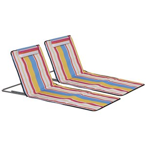 Chaises de plage pliables Outsunny multicolores, ensemble de 2