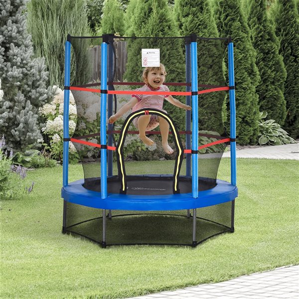 Outsunny 55-ft Hexagon Blue Kids Trampoline